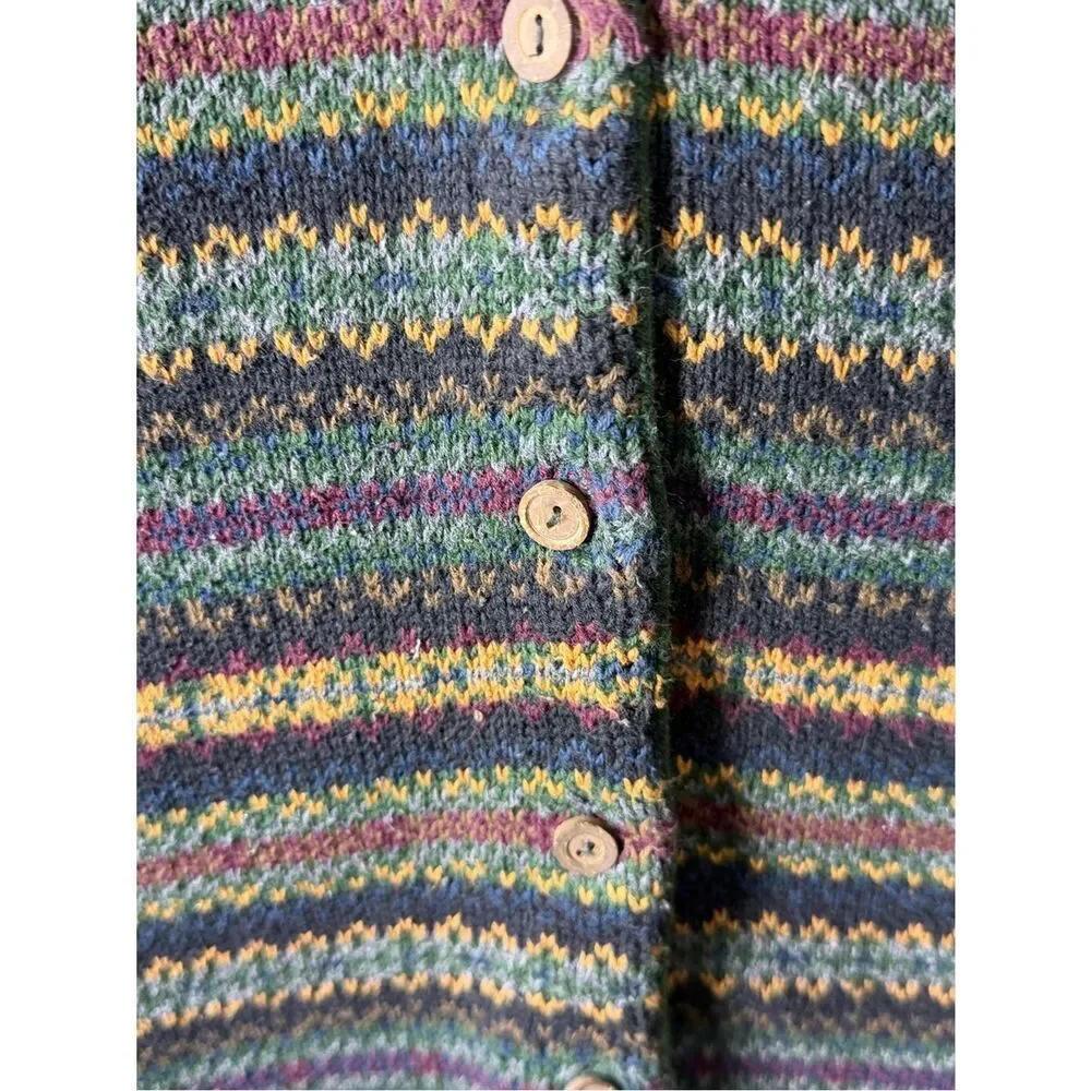 Vintage Harold’s  Sweater Vest Men’s L Multicolor Stripe Button Front Fair Isle